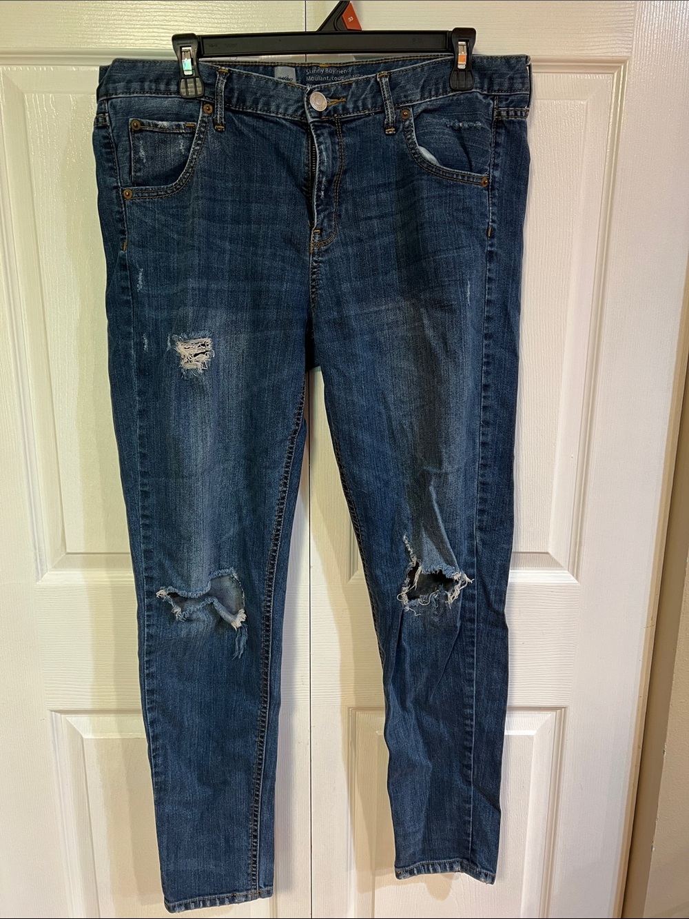 Women’s Dark Blue Distressed Boyfriend Jeans